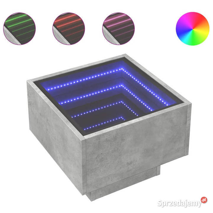 Stolik kawowy z LED Infinity szarość betonu mazowieckie Warszawa