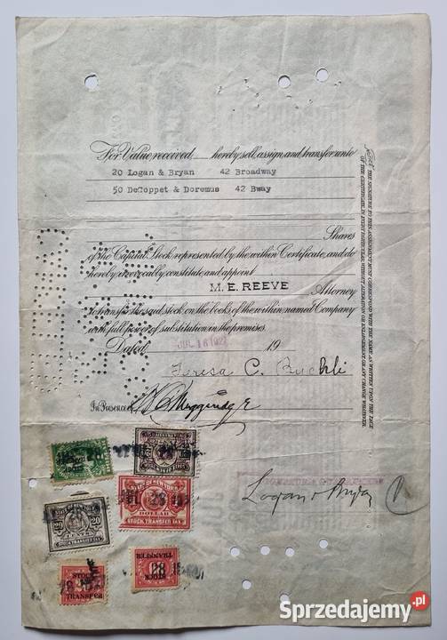 Antyczny certyfikat żeglugowy USA epoka Titanica Kołobrzeg