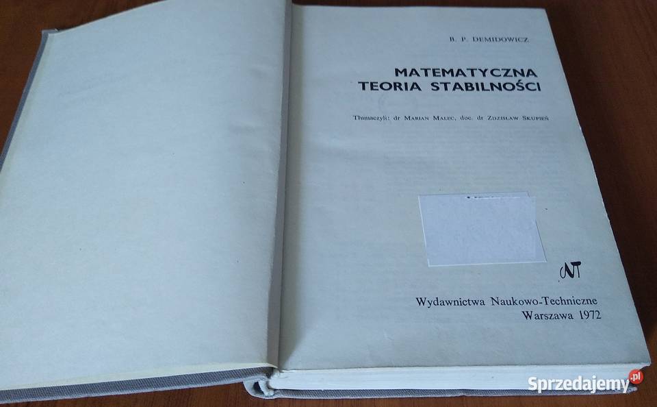 Matematyczna teoria stabilności B P Demidowicz pomorskie Gdańsk