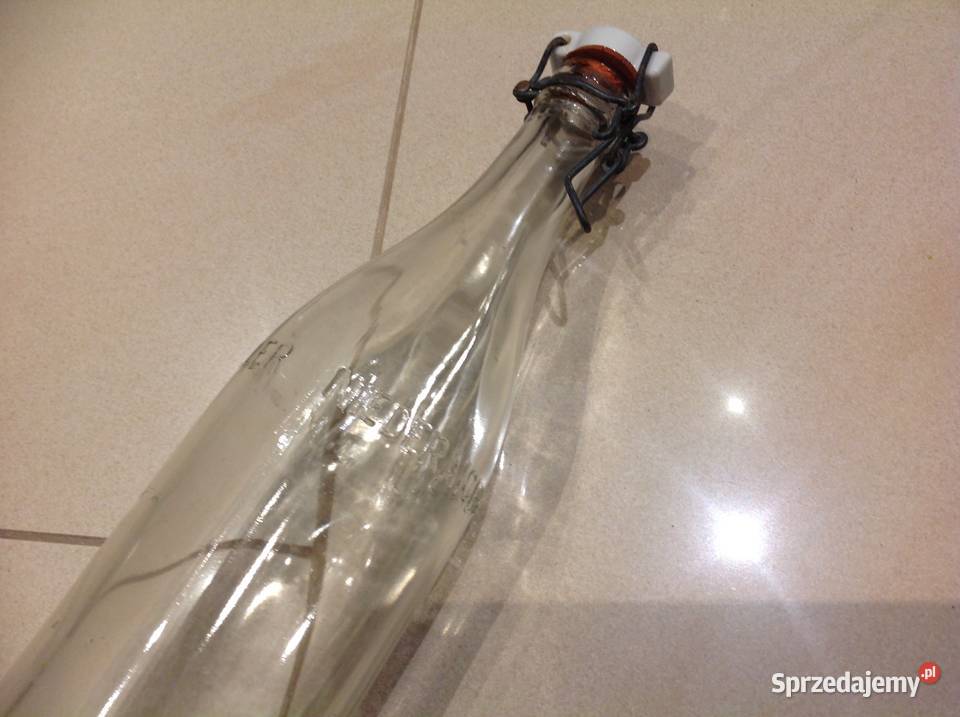 Stara Butelka Szklana z Porcelanką poj 05 L lubuskie Nowa Sól