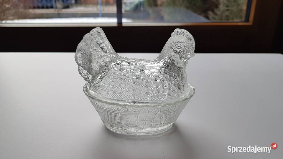 Mała bomboniera bombonierka kura Ząbkowice szkło Dąbrowa Górnicza