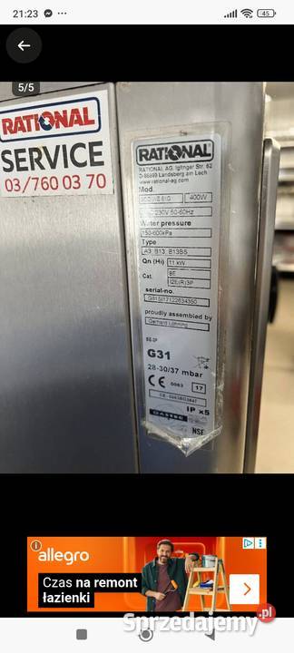 Piec konwekcyjno parowy rational scc we gas Radom