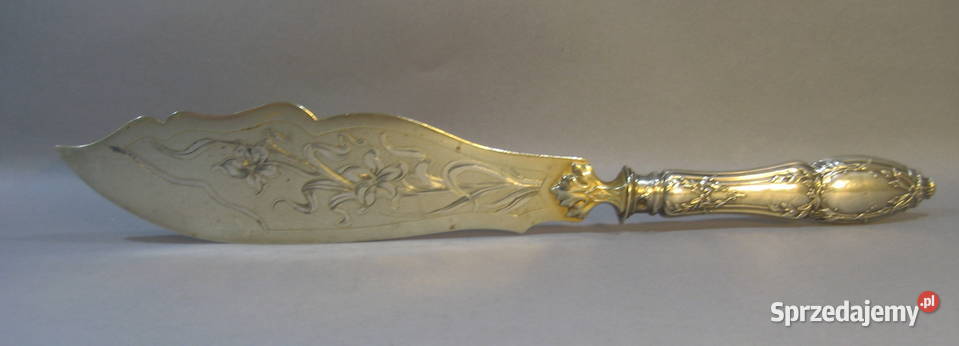 Duzy Srebrny noz stolowy Minerwa Warszawa