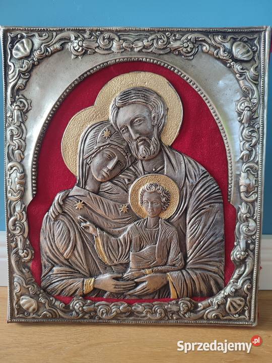 Piękna ikona przedstawiająca Świętą rodzinę Łódź
