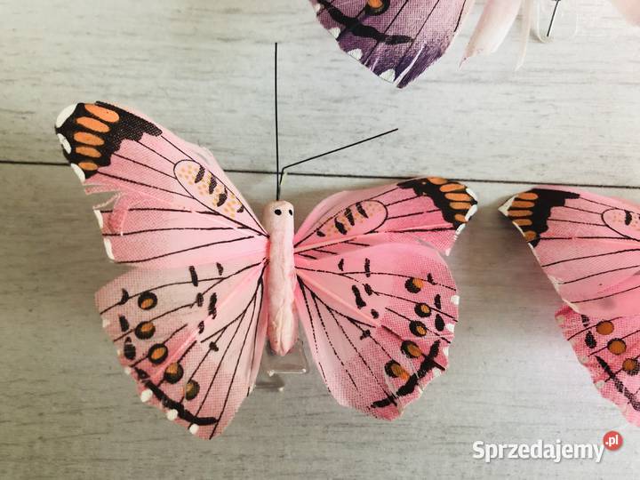 NOWE Wielkanoc ozdoby motylki zawieszki 3 sztuki odcienie różowego Łódź