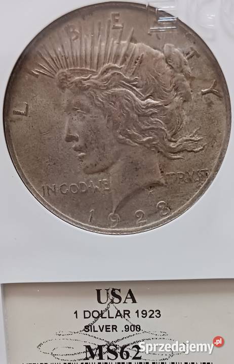 1 Dolar USA 1923 rLiberty Peace GCN MS 62 Numizmatyka Konin