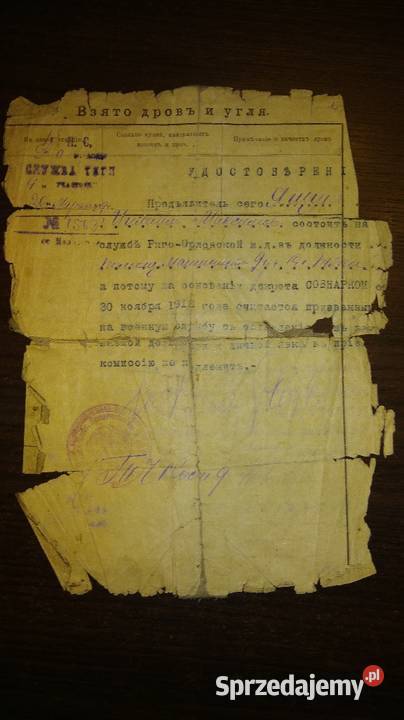 Dokument bolszewickiego kolejarza 1919 rok