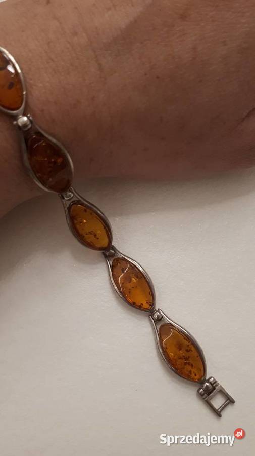 Bransoleta srebrna z bursztynami Radom