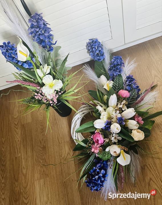 Dekoracja nagrobna na wiklinowym wianku handmade Przysucha