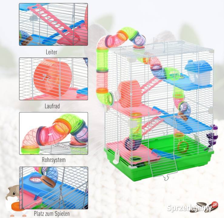 Klatka chomika gryzoni z akcesoriami Brzesko