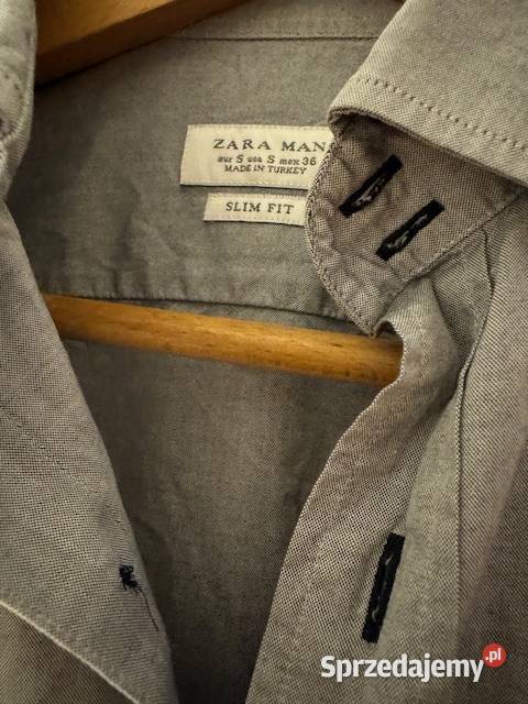 Koszula męska S Zara Slim Fit szara bawełna 100z Częstochowa