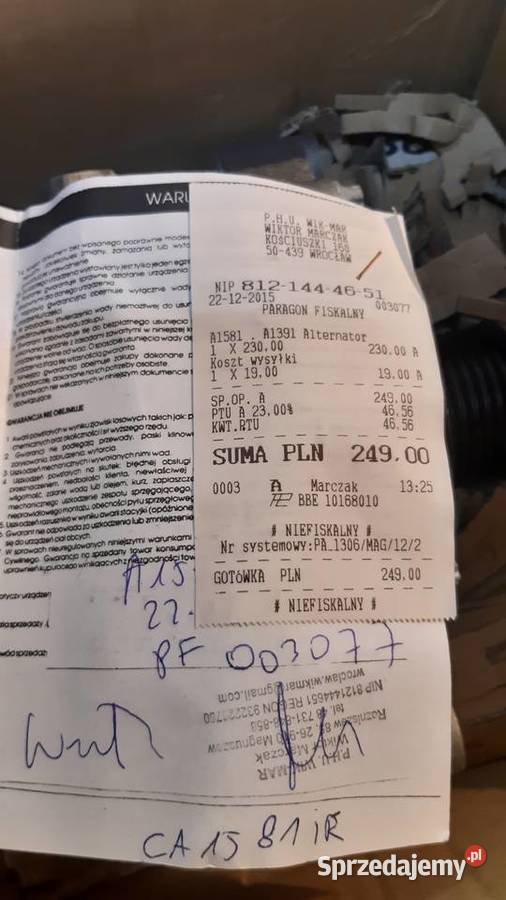 alternator a1581 opel 100a osobowe Węglówka