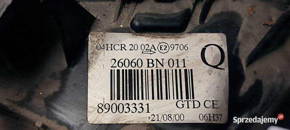 LAMPA LEWA PRZÓD NISSAN ALMERA osobowe Lipno