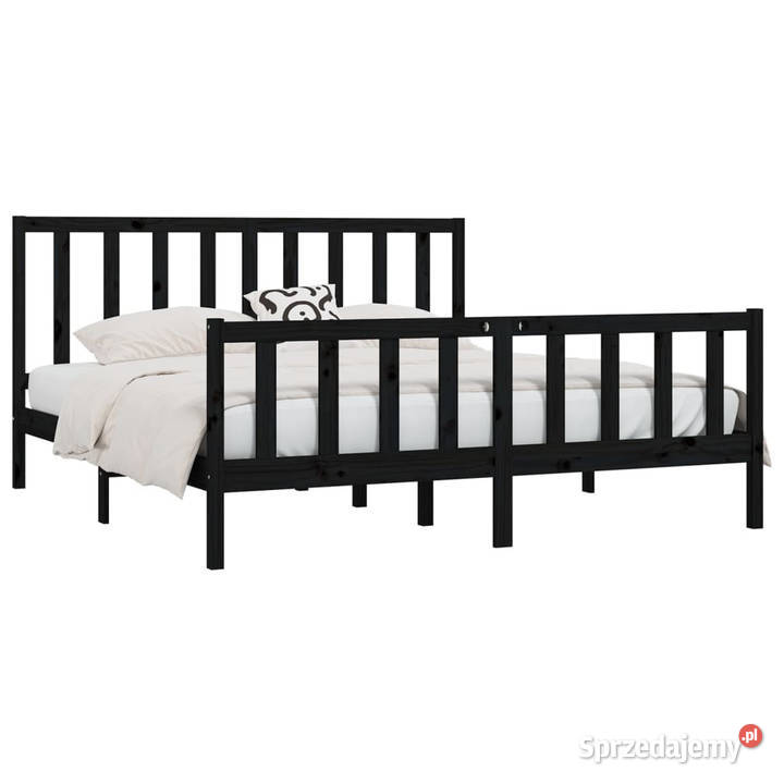Rama łóżka czarna lite drewno sosnowe 200 x 200 sprzedam
