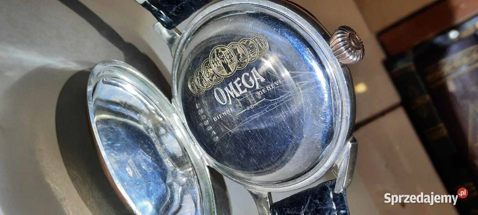 Zegarek Omega Pasówka czarna w srebrze złocona na rękę Warszawa