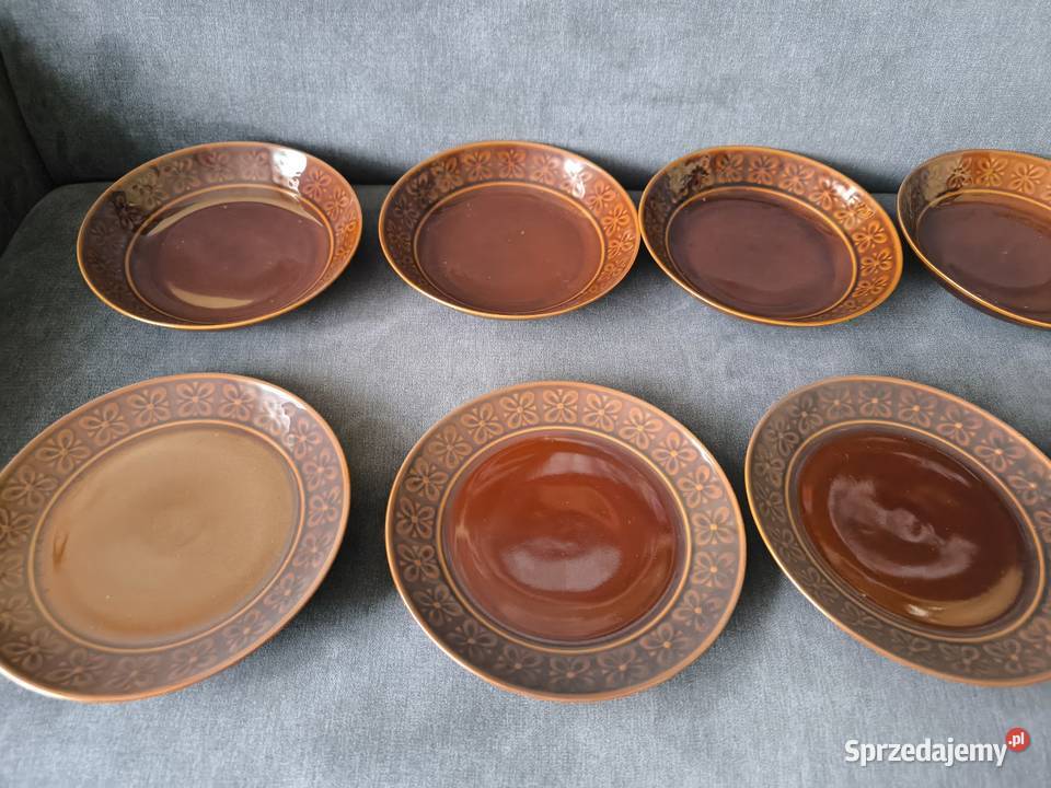 Komplet obiadowy z dawnych lat 12 sztuk Porcelana i szkło łódzkie