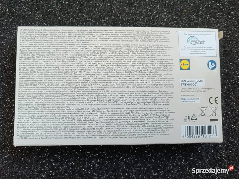 Powerbank 10000mAh szybkie ładowanie nowy czarny mazowieckie Pruszków