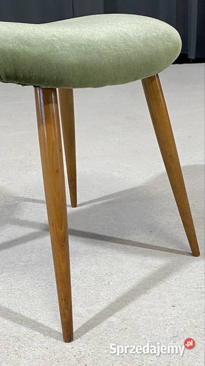 Taboret vintage PRL zielony drewniane nogi lata Budno sprzedam