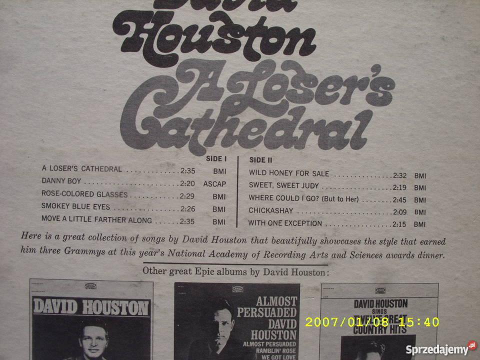 Country LP DAVID HOUSTONA LOSERS CATHEDRAL USA Płyty i kasety Wołów sprzedam
