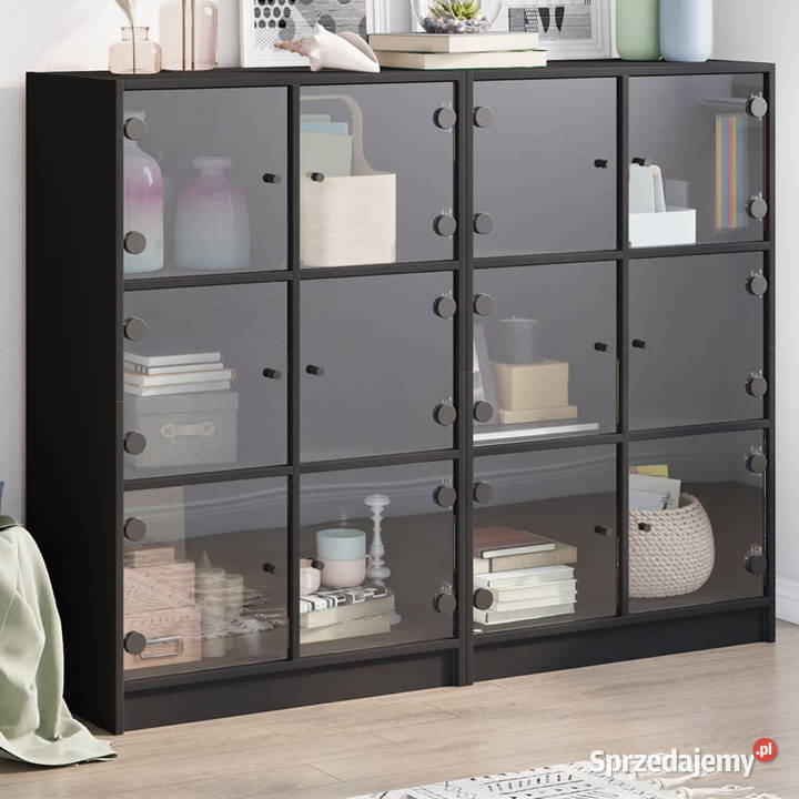 Biblioteczka z drzwiczkami czarna 136x37x109 Pozostałe Warszawa