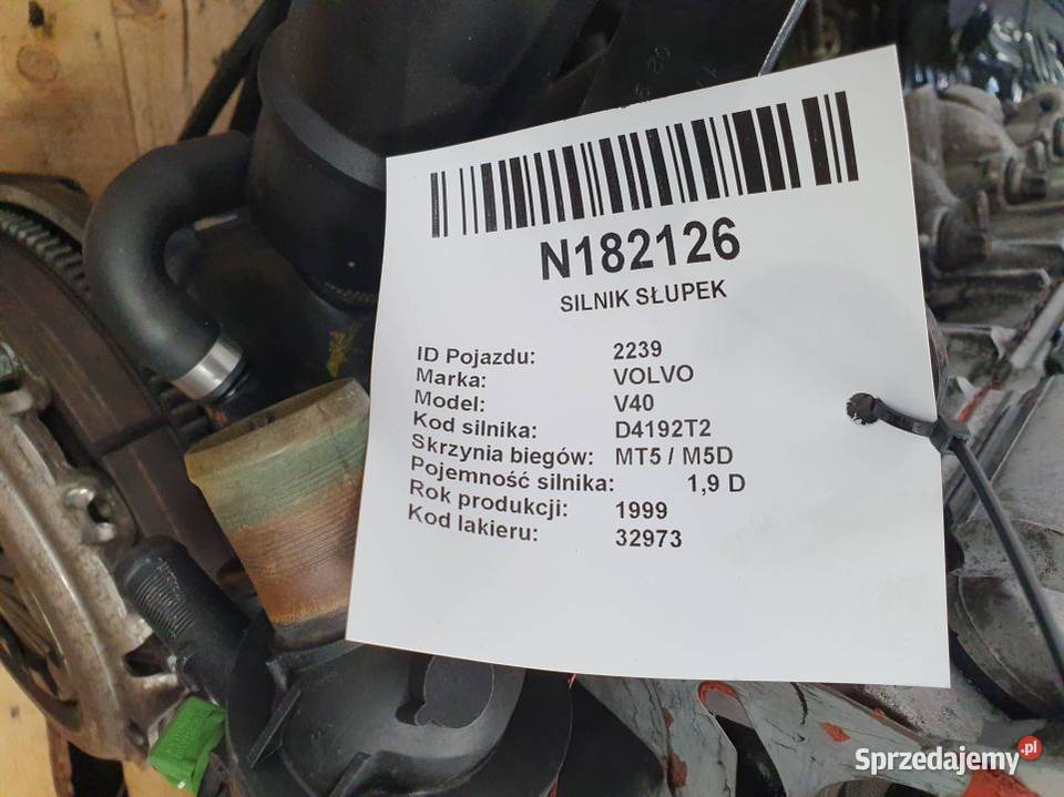 SILNIK SŁUPEK VOLVO V40 D4192T2 osobowe Lipno