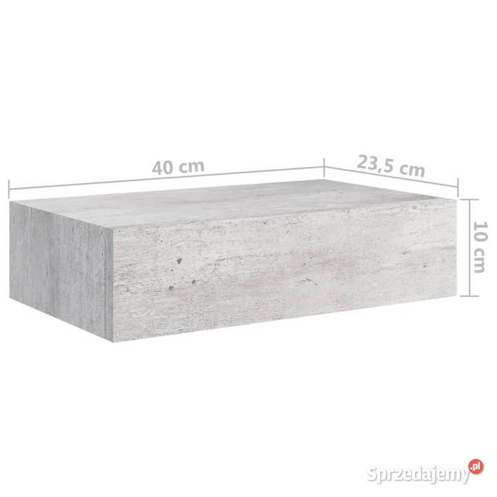 Półki ścienne z szufladą 2 szare 40x235x10 MDF mazowieckie