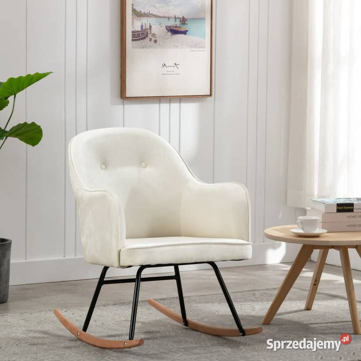 vidaXL Fotel bujany kremowy tapicerowany mazowieckie Warszawa sprzedam