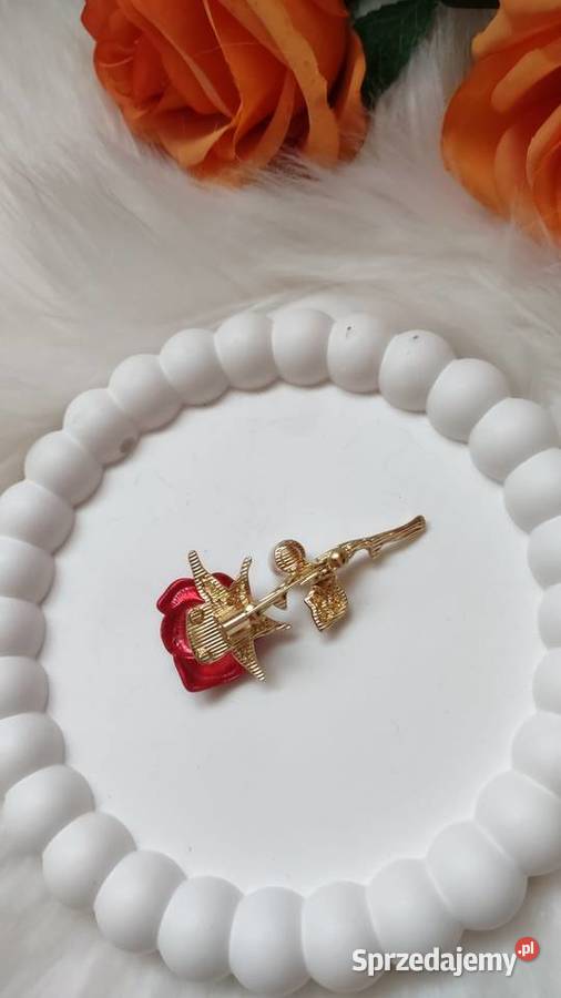 Broszka róża z cyrkoniami i perełką Glamour Olkusz sprzedam