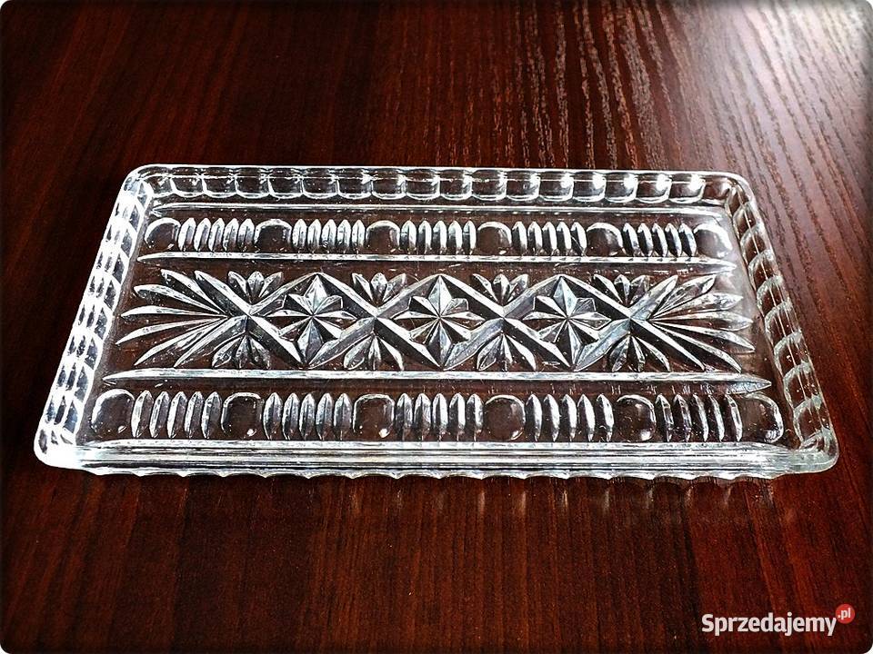Mała Taca kryształowa na kieliszki przyprawy z