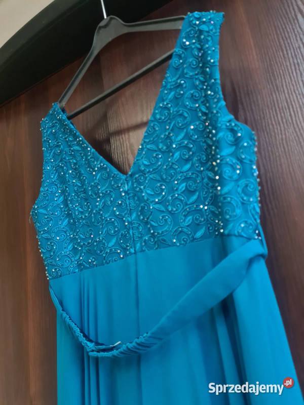 Szybka Wyprzedaż turkusowa wieczorowa sukienka Rozkloszowana  Sosnowiec