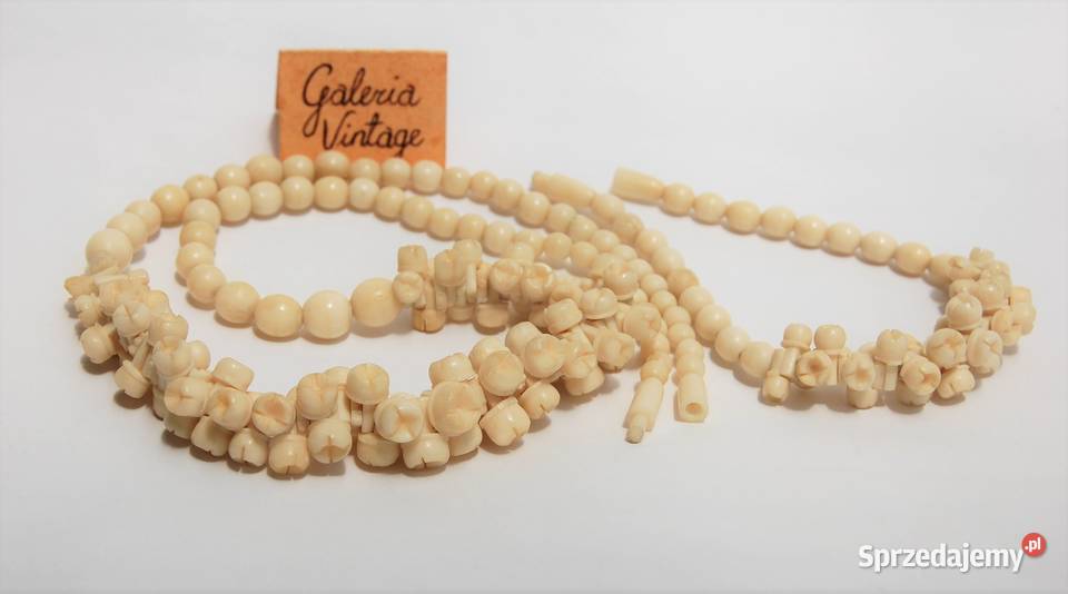 Naszyjnik i bransoletka z kości rzeźbiona kość