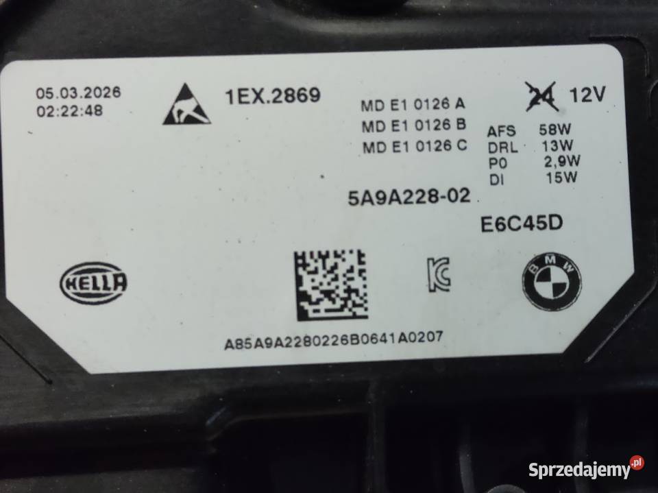 Lampa Prawy Przód Przednia Prawa BMW X1 U11 Full Pleszew