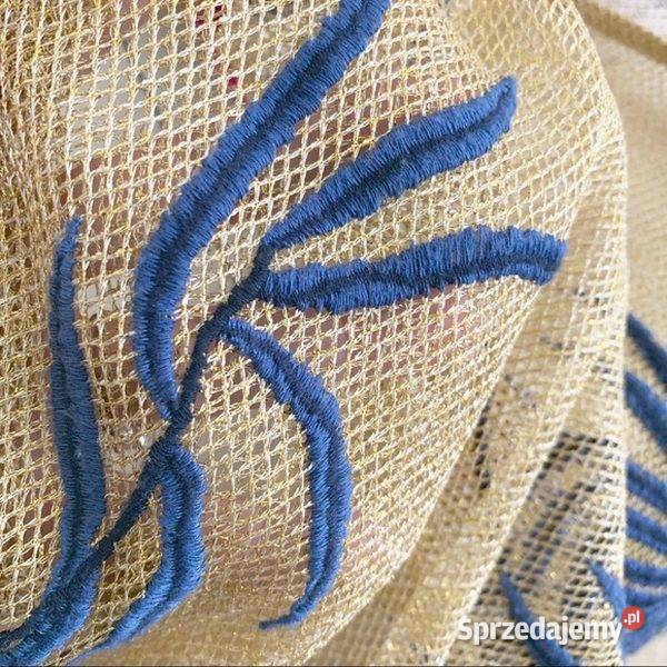 Mango Gold Metallic Fishnet Sheer Dress Blue Inny wzór Zamość