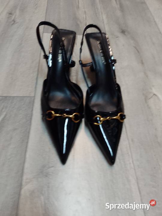 42 Czarne czółenka wieczorowe z odkrytą piętą Kraków