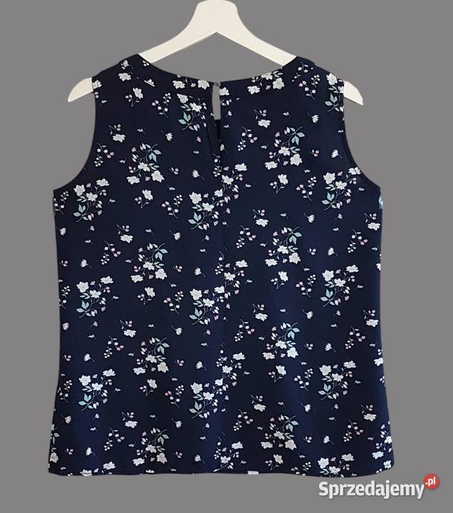 Damska bluzka granatowa w kwiaty na ramiączkach niebieski Chrzanów
