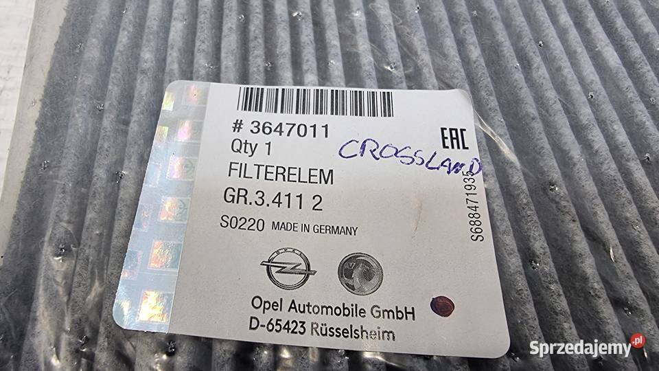 FILTR KABINOWY WĘGLOWY OPEL CROSSLAND X 12