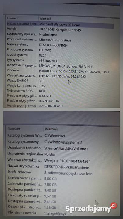 Laptop Lenovo V14IIL i51035G1 8GB 238GB SSD 141 Małkinia Górna