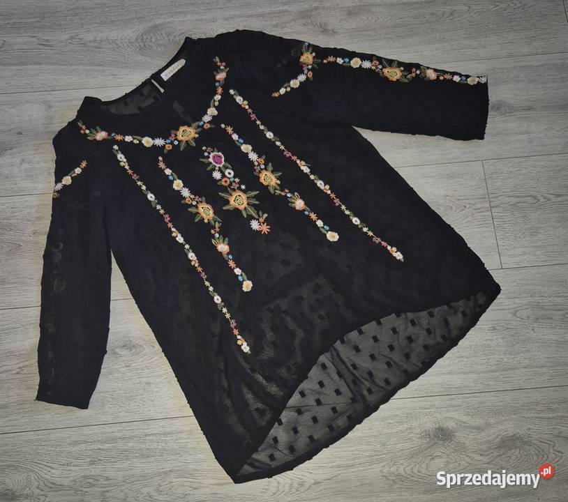 Bluzka damska czerń haft kwiaty SM Łódź