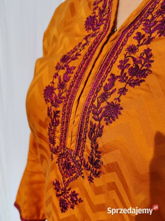 Pomarańczowa tunika Bollywood XL 42 kameez haft