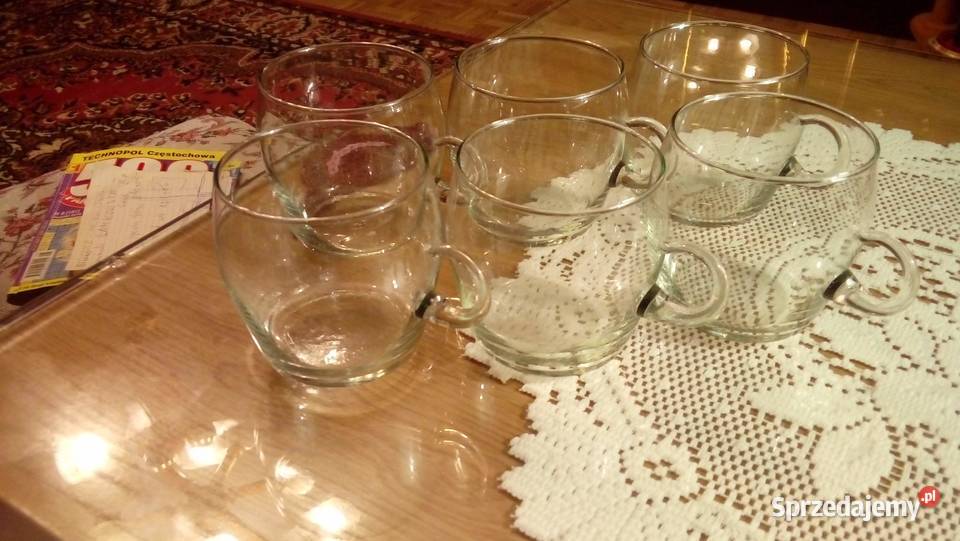 Komplet szklanek żaroodpornych z uszkamiokres przezroczysty mazowieckie Warszawa