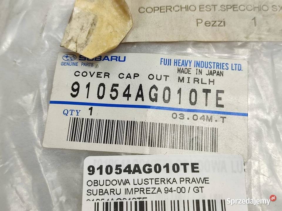 OSŁONA LUSTERKA PRAWEGO SUBARU IMPREZA GT osobowe sprzedam