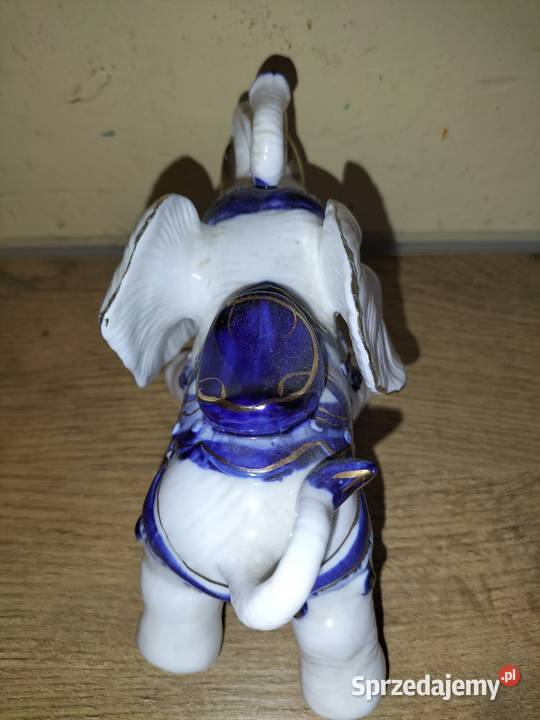 DUŻY SŁOŃ SZCZEŚCIA ŚLICZNY porcelanowy Antyki Wrocław