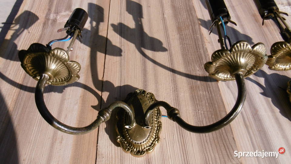 mosiężny kinkiet 2 mały cokół prl artdeco Namysłów