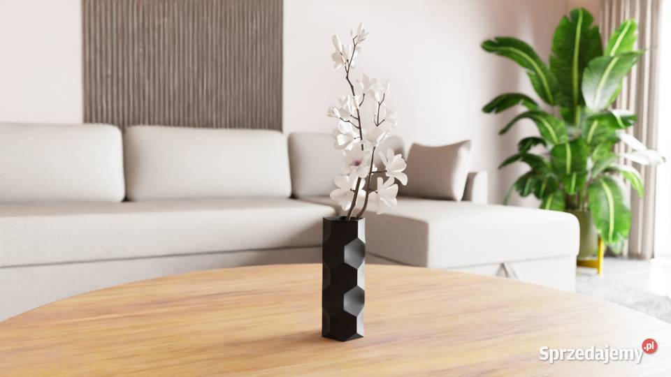 Geometryczny wazon na kwiaty nowoczesny nowy czarny Łódź sprzedam