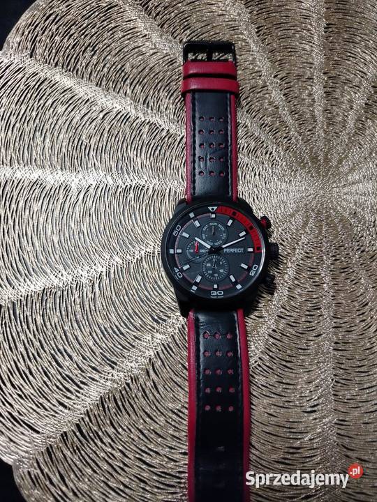 Zegarek męski Perfect A196 czarno czerwony pasek Gniezno sprzedam