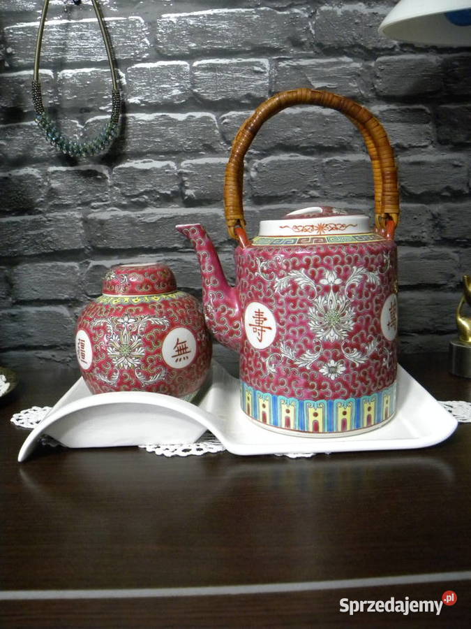 chiński zestaw do herbaty Mun Shou porcelana ręcznie malowan