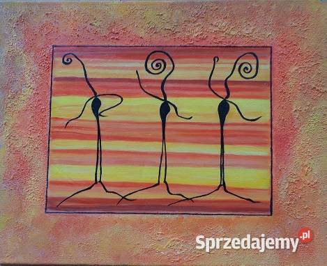 Tancerki obraz olejny współczesny 60x60 Katowice sprzedam