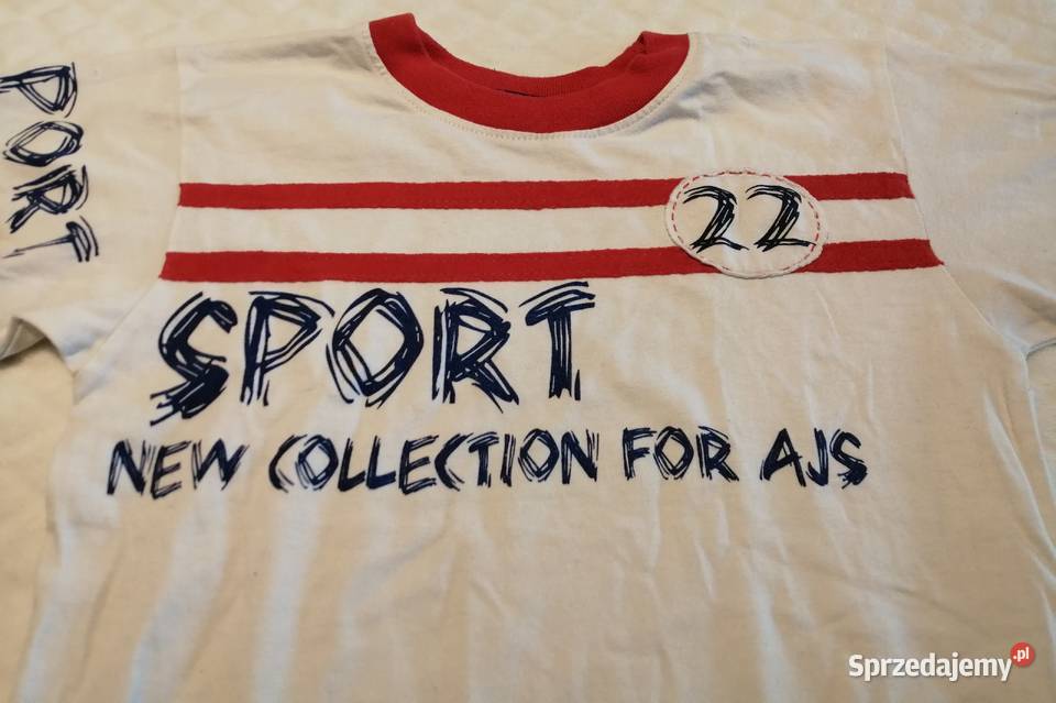 Koszulka krótki rękaw Tshirt Sport 110 AJS biały Czeladź