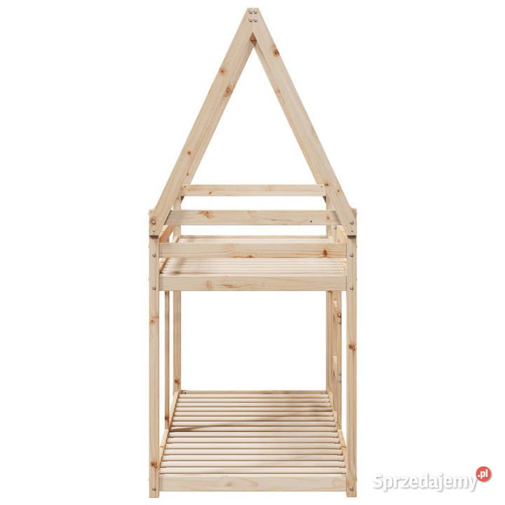 Łóżko piętrowe z dachem lite drewno sosnowe 195cm