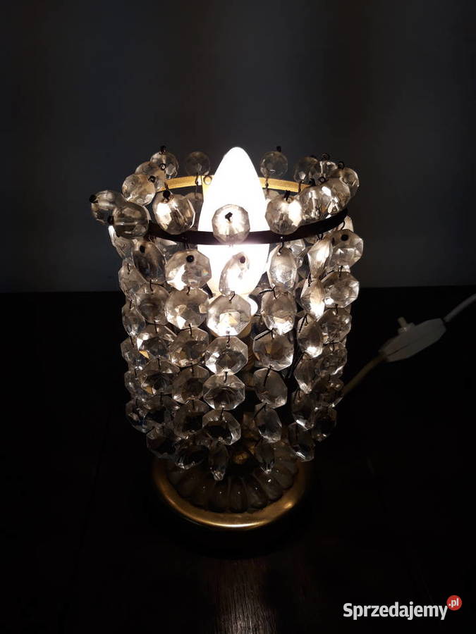 Lampka nocna stołowa z kryształkami kryształowa Olkusz